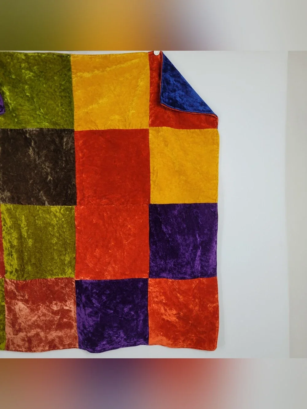 Velvet '70s Inspired Handmade Patchwork Quilt 36 In By 36 In.